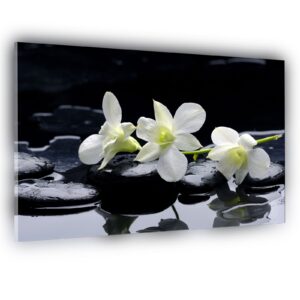 picture of kitchen splashback featuring white orchid flowers